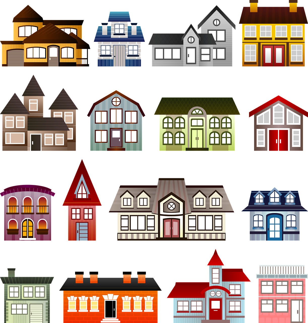 Houses Set Architecture Clip Art - Viscious-Speed / Pixabay 家　オーストラリア　典型的